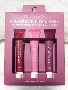 Juliette & Co. The Lip Butter Balm Set - Cherry, Cotton Candy, Plum Sugar